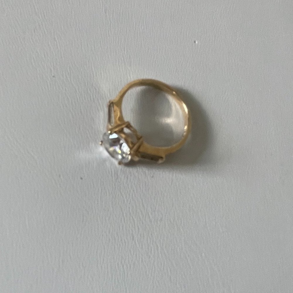 CLASSIC BAGUETTE AND ROUND CZ ENGAGEMENT RING - Picture 5 of 5